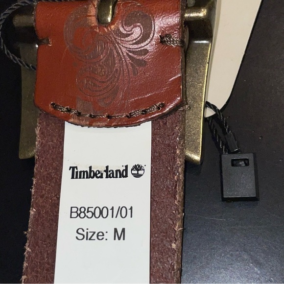 Women’s Timberland Brown Western 35mm Laser Etched Leather Belt Size Medium - Picture 3 of 4